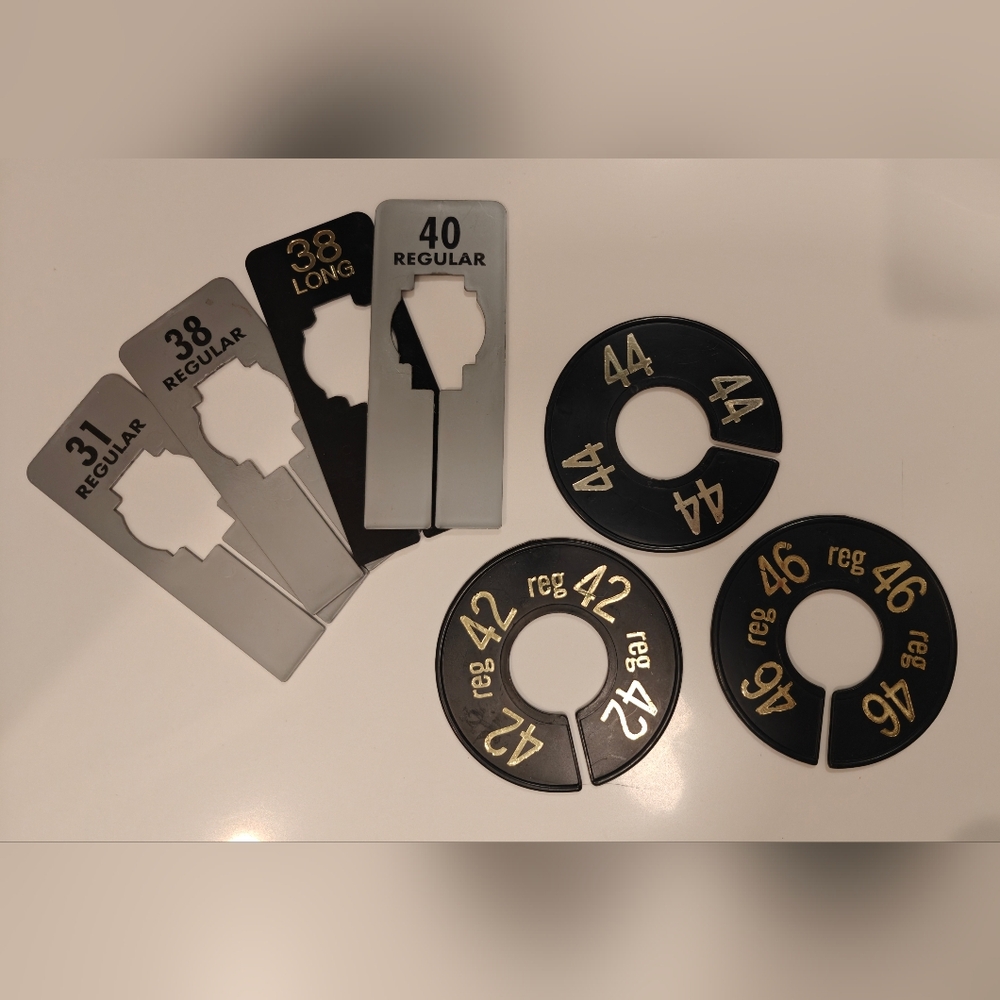 Clothing Size Dividers Set Retail plastic Men's clothing size dividers